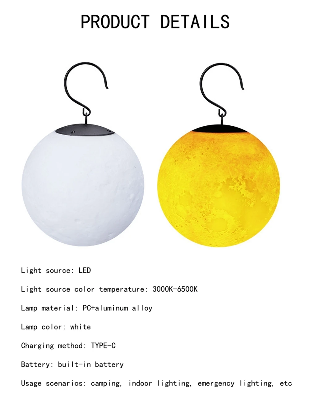 Portable Hanging Moon Lamp - Image 3